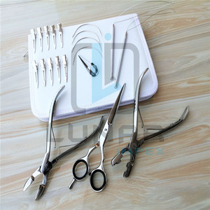 Kit d'outils d'extension de cheveux de finition argent poli avec étui en cuir PVC Double couche et fourniture gratuite d'étiquetage de marque personnalisé - Product Image 3