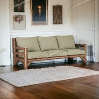 Juego de muebles de sofá de mimbre tejido a mano de bambú Natural de lujo hecho a mano de madera para el hogar, jardín, sala de estar, función de decoración
