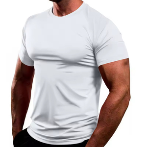 T-shirt de fitness pour homme 100% coton à séchage rapide sans couture à manches courtes avec motif imprimé - Product Image 5
