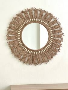 Miroir mural durable en macramé, finition naturelle décorative à la mode, design créatif, décoration d'intérieur - Product Image 6