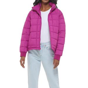 Chaqueta acolchada estampada de moda para mujer, cómoda y transpirable con bolsillo con cremallera sólida, manga corta y larga para invierno - Product Image 2