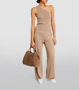 Pantalon pantalon personnalisé à la mode, élégant et confortable de couleur beige Pantalon de survêtement droit en laine et cachemire pour femmes - Product Image 2
