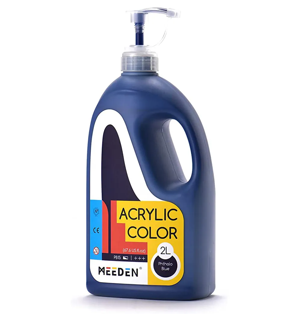 MEEDEN Heavy-Body Non-Toxic Rich Pigment Color 2L /67.6 oz. Phthalo Blue Acrylic Paint with Pump Lid