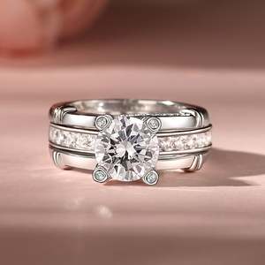 Ensemble de bagues interchangeables en argent sterling Jeulia - Coupe ronde - Occasion mariage - Product Image 6