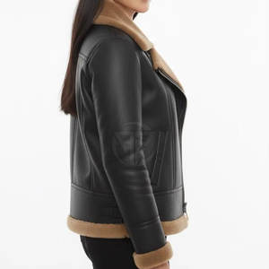 Veste en cuir de mouton pour femme, de haute qualité, à bas prix, respirante, écologique, légère, unie, finition lisse, pour l'hiver - Product Image 3