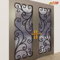 Portes principales en fer forgé TTD, portails extérieurs, taille personnalisée, design d'entrée étanche, garantie de 3 ans, style postmoderne pour la maison