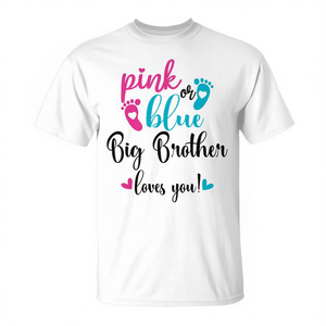 T-shirt personnalisable pour révélation du sexe de bébé « Big Brother t'aime » rose ou bleu – T-shirt promotionnel pour bébé - Product Image 3