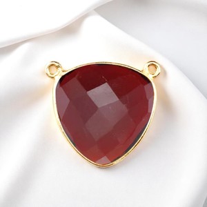 DIY doble fianza trillón facetado granate piedra preciosa chapado en oro encanto colgante collar al por mayor - Product Image 1