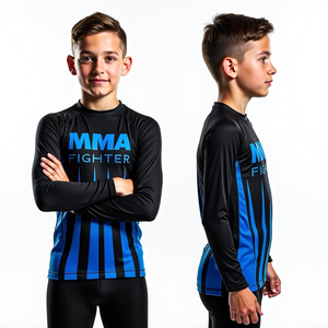 เสื้อรัดรูปป้องกันผดผื่นสำหรับ MMA แขนยาวแบบซับลิเมชันและสไตล์กิโมโนเดจูยิตสูป้องกันรังสียูวี - Product Image 2