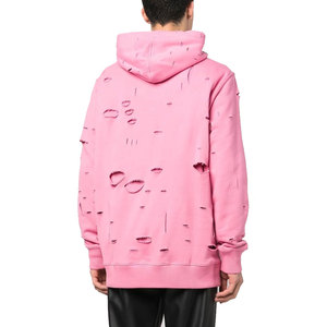 Sweat à Capuche Surdimensionné Distressed Retro Streetwear Design de Trou Personnalisé Usine Entière - Product Image 5