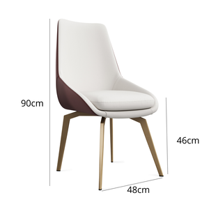 Chaises de salle à manger en similicuir capitonnées de style scandinave avec pieds en métal pour l'ameublement de la maison - Product Image 6