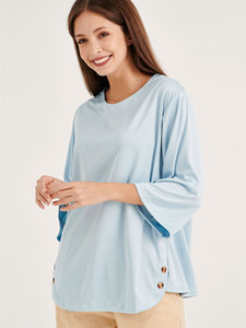 Chemisiers et hauts décontractés pour femmes, fournisseur de chemisiers et de hauts de grande taille, col rond respirant, manches bouffantes, chemisier brodé pour femmes 3/4 - Product Image 6