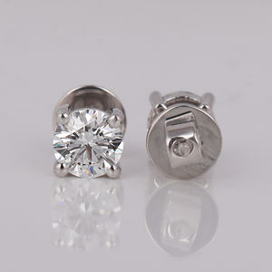 Luxueux rond coupe laboratoire cultivé diamant platine boucles d'oreilles plaqué or conception personnalisée vis arrière lunette réglage nouveau à la mode pour les femmes - Product Image 3