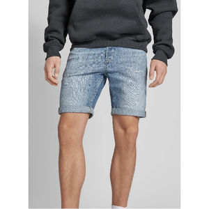 Ropa de calle personalizada, pantalones cortos vaqueros rectos personalizados, holgados, desgastados, de algodón lavado oscuro, pantalones vaqueros de moda Vintage para hombre, pantalones cortos para hombre - Product Image 4