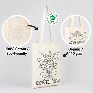 Sac fourre-tout en coton recyclable « My Dear Mom » à double face, 14x16 pouces, peignable - Product Image 2