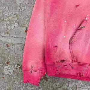 Sweat-shirt vintage pour femme en coton délavé à l'acide rose décoloré au soleil Doublure en coton uni Teint uni de haute qualité Durable pour l'hiver - Product Image 4