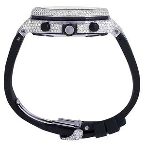 Montre Homme Iced out Moissanite Diamant Nouveauté Cadran Chronographe de Luxe avec Bracelet en Caoutchouc Noir 20mm Style Hip Hop - Product Image 4