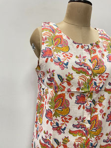 Top court à manches bouffantes en coton doux imprimé floral bohème écologique respirant à col en V pour femmes, vêtements d'été - Product Image 2