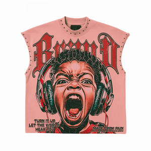 Tendance Streetwear Débardeur Surdimensionné Sans Manches T-shirt Style Mode Unisexe Impression Personnalisée OEM Fourniture Directe D'usine - Product Image 3