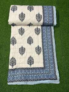 Couette double en coton biologique écologique moderne en gros, imprimée à la main, style Jaipuri Kantha, réversible, motif floral - Product Image 2