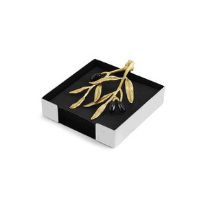 Handicraft Beautiful Brass Leaf Design Modern Luxury Decorative Stainless Steel Base Gold Branch Tissue Holder for Caterers - Product Image 1