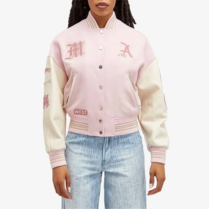 Haute qualité femmes coupe-vent varsité veste coton polaire Baseball conception patchs brodés culture Chenille Bomber veste - Product Image 2