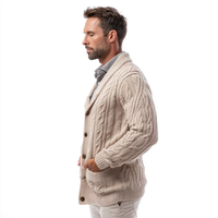 Cardigan en laine et cachemire respirant pour homme, col rond, boutons recouverts, coupe ample, manches longues, haute qualité, personnalisé
