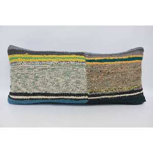 Almohada de lana con estampado floral y vintage bohemio de lujo 16x36 pulgadas Patchwork acento para decoración para sala de estar - Product Image 1