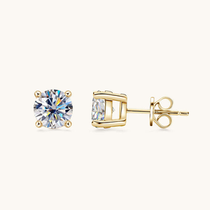 Luxury Moissanite Round Cut <b>Stud</b> <b>Earrings</b> Classic Four Prong 925 <b>Silver</b> Fine Jewelry Brilliant Gift for Women Men Elegant - Product Image 2
