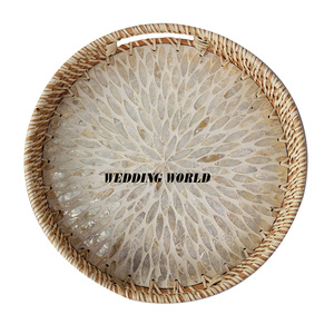 Mayorista de bandeja de servicio de ratán Plato de mesa de diseño personalizado Forma ovalada elegante clásica Venta al por mayor Nueva bandeja de ratán - Product Image 3