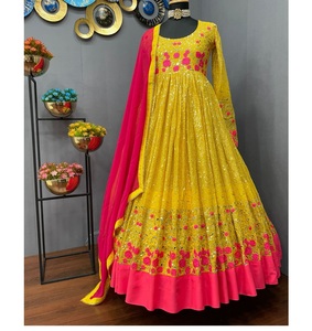 Robe en coton pour femmes, Design, Kurtis, vente en gros, Anarkali, dernière mode, prix bas avec dupata Jackate, indien, Reyon - Product Image 1