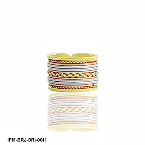 Anillo Ancho de Latón y Metal Mixto, Dos Tonos, Dorado y Plateado, Estilo Boho, Trenzado, para Mujer - Product Image 1