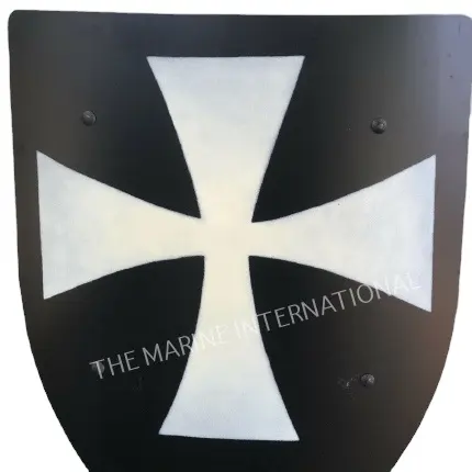 Medieval Knight's Templar Full Size Black & Silver Armor Shield Reenactment Costume Crusader Warrior Protector Role Play Shield.