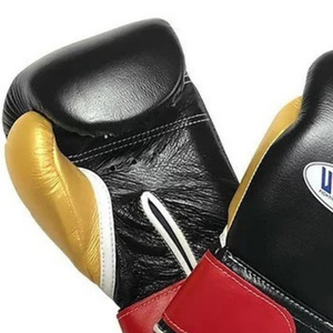 Gants de boxe professionnels en cuir noir, rouge et or, avec fermeture velcro au poignet, pour l'entraînement et le sparring, pour hommes et femmes - Product Image 3