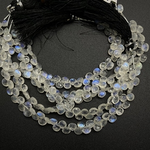 Cuentas de Briolette con forma de corazón facetado de piedra lunar arcoíris, piedras preciosas naturales para joyería - Product Image 2