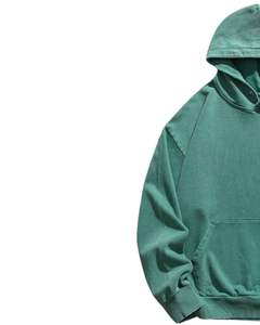 Sweat-shirt à capuche vert uni unisexe, coupe ample décontractée, chaud, avec poche kangourou, en polaire doux, streetwear d'hiver - Product Image 3