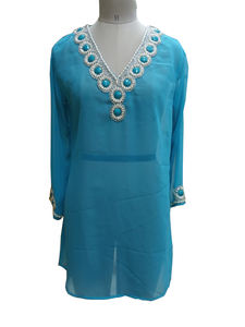 ชุดเดรสทูนิคผ้าถักคอวีพิมพ์ลายลำลองสำหรับชายหาดปักโลโก้ผ้าไหมพิมพ์ลายสกรีน - Product Image 5