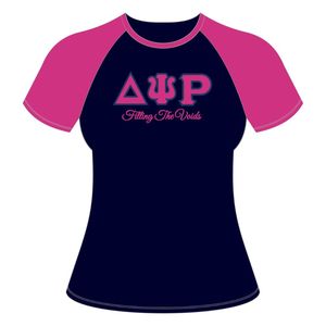 100 algodón azul marino Delta Psi Rho Sorority Camiseta de manga raglán llenando los vacíos ropa de vida griega cómoda camiseta informal - Product Image 2