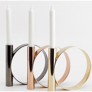 Candelabro Moderno Minimalista de Metal, Negro, en Forma de C, para Velas Cónicas, Inserto Dorado o Plateado de Lujo, Centro de Mesa para Decoración del Hogar - Product Image 4