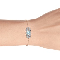 Joyería de piedra preciosa Natural de Plata de Ley 925, pulsera de cadena ajustable de Topacio azul para mujer, joyería de destino