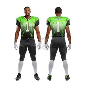 Diseño personalizado de alta calidad verde sublimado uniforme de fútbol americano hombres jóvenes relámpago estampado Jersey y pantalones conjuntos - Product Image 1