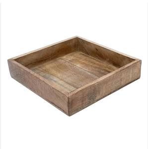 Plateau en bois de couleur brûlée légère de meilleure qualité Plateau de service carré en bois de manguier fait à la main pour servir des boissons au café et décor de bougies - Product Image 1