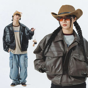 100% véritable cuir personnalisé Bomber Style moto veste pour hommes classique motard vêtements d'extérieur fermeture à glissière mince avant printemps - Product Image 6