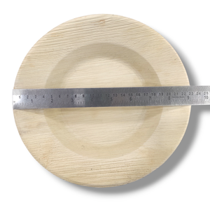 Assiette à dîner en bois jetable de mariage de qualité supérieure de 9 pouces personnalisée en relief avec bordure en or blanc plat fête décorée - Product Image 1
