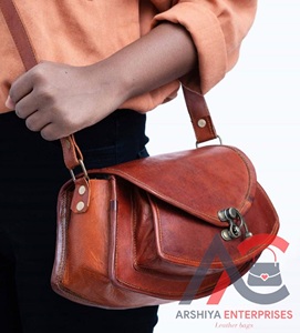 Sac à bandoulière en cuir de chèvre véritable vintage pour femmes Sac à bandoulière de grande capacité Sacoche de voyage pour femmes Toile Logo de bureau - Product Image 1