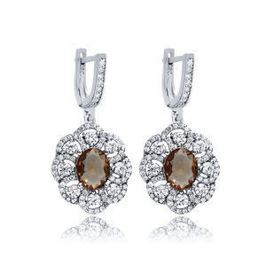 19x22mm Fleur Ovale Design Sultanite CZ Pierre Dangle Boucle D'oreille En Argent Sterling 925 En Gros Fine Jewelry Turc - Product Image 1