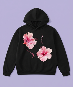 Cute Floral Butterfly <b>Aesthetic</b> Oversized Hoodie Vintage Graphic Pullover Sweatshirt <b>Tops</b> Custom Minimal Designs Wholesale - Product Image 4