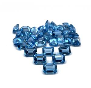 Lote de piedras preciosas sueltas de corte octogonal de Topacio Azul suizo natural, piedras de Topacio Azul suizo de 6-8 MM para la fabricación de joyas - Product Image 1
