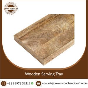 Plateau de service en bois rectangle fait à la main de taille personnalisée de haute qualité plateau en bois de service alimentaire pour la maison, l'hôtel, l'approvisionnement en restaurant - Product Image 2