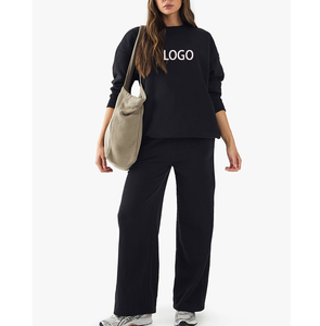 Nuevo Conjunto Deportivo de 2 Piezas para Mujer, Talla Grande, Color Negro, Estampado 3D, Personalizable en Color y Talla, Impresión DTG, Felpa Francesa, Ropa Casual para Correr - Product Image 1